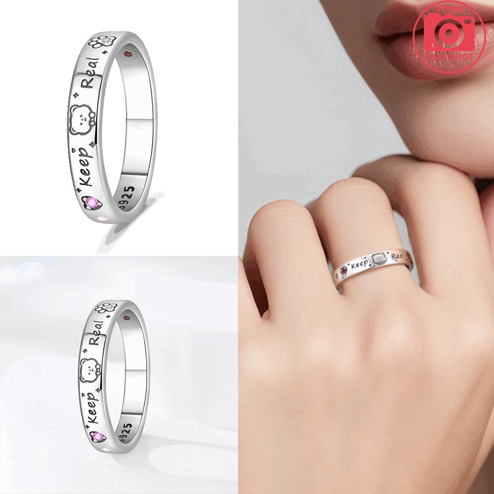 

Heart Ring Authentic copper Ring Set Blue Zircon Pink Bear for Womens Ring Anniversary Jewellery Fine Gift Accessories 8