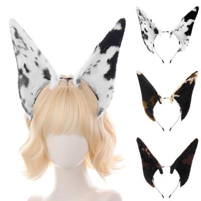 Furry Doberman Dog Ears Headband Handmade Simulation Animal Ears Cosplay Fursuit Party Headwear Props