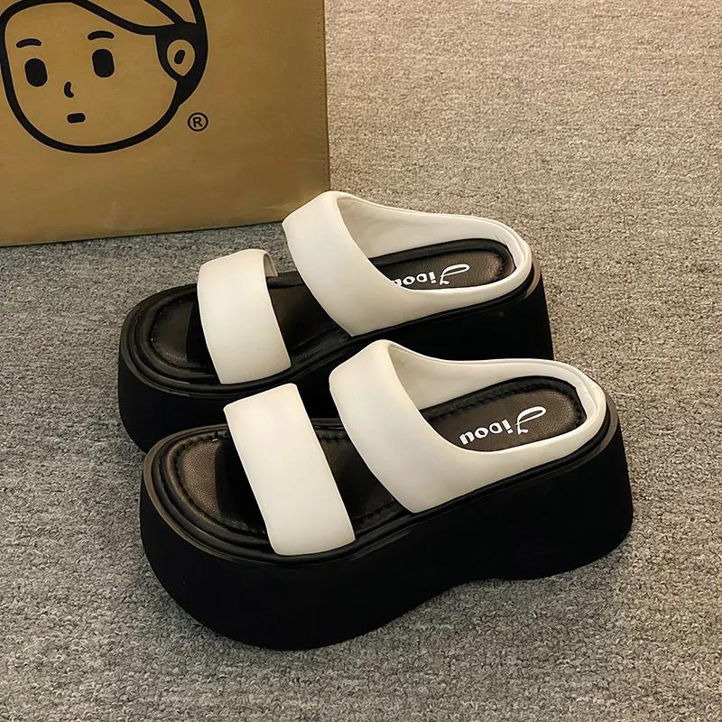 Elevated Thi Heel Slippers Women's Summer Outdoor Faion 2025 New Internet Celebri Beach Casual Extremely ular Sandals