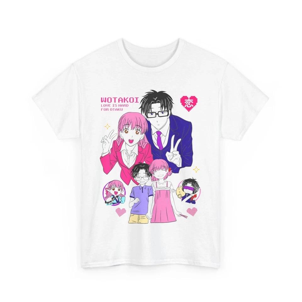 Wotakoi Anime Girl Tee Kawaii Otaku Tshirt Love Is Hard Shirt White S