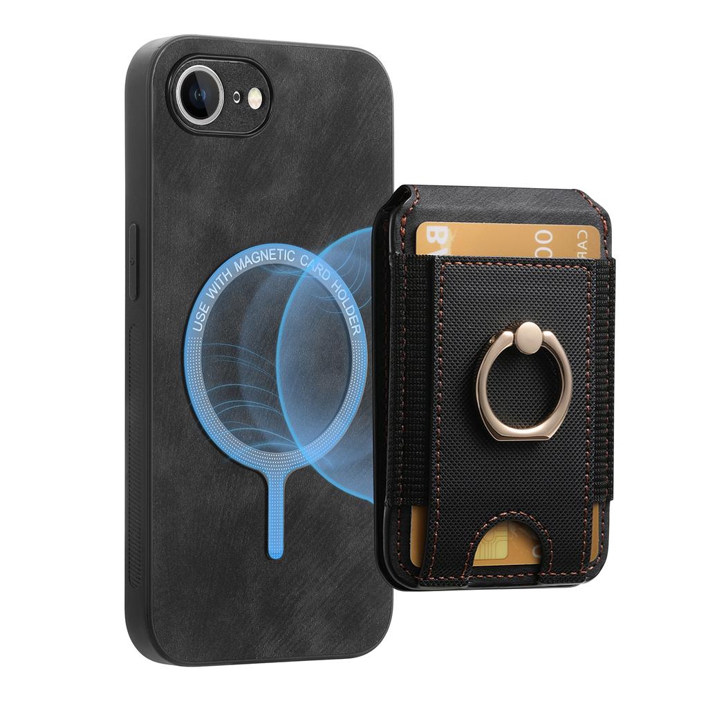 For iPhone 16e Case Compatible with MagSafe Leather Back Cover with Detachable Card Holder Kickstand