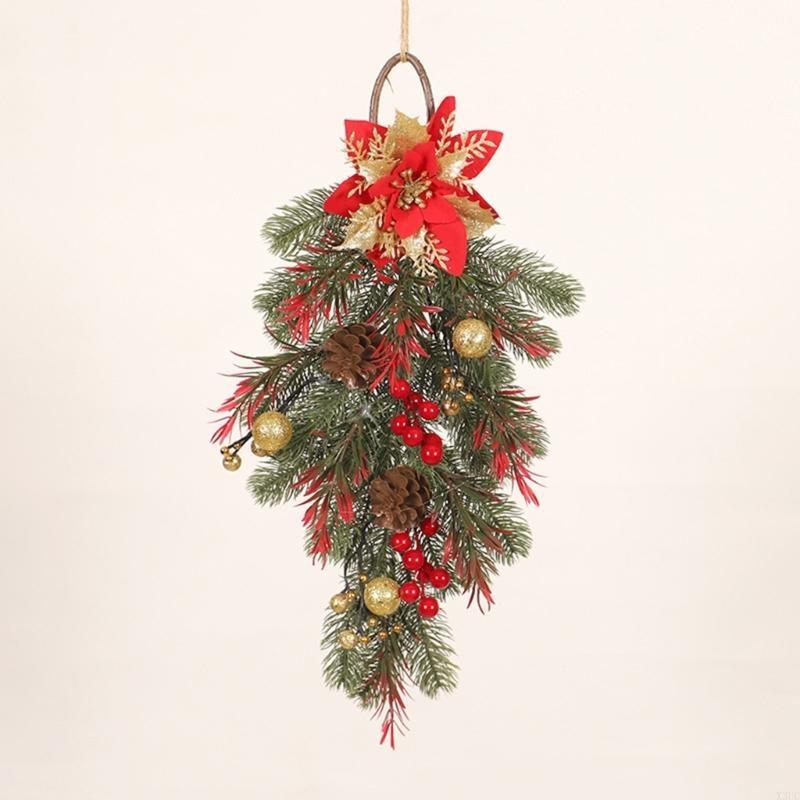 Christmas Wreath Christmas Hanging Front Door Wall Decor Xmas Decorations Wreath X3UC
