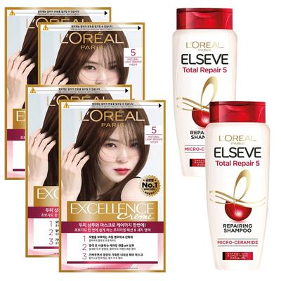 L'Oréal Paris Excellence Cream Hair Dye No. 5 2p + Shampoo 155ml Special Set, 2 Sets