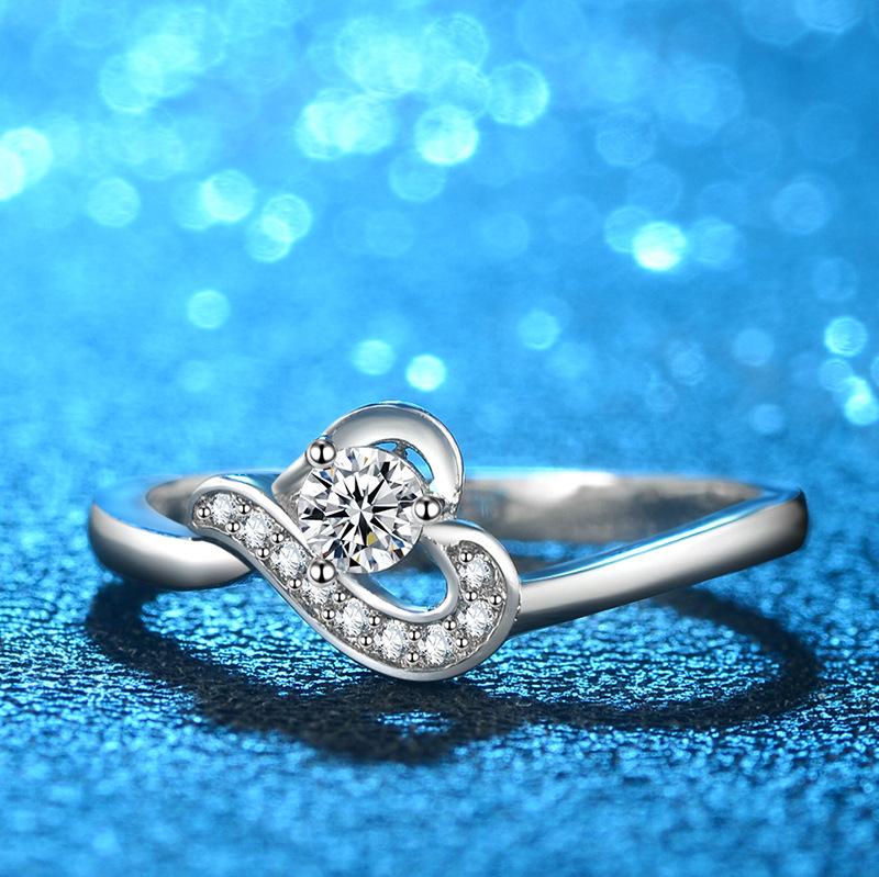 Small And Simple Diamond-Encrusted Ring, Female Popular Jewelry, Love Love Wedding Ring, Wedding Gift