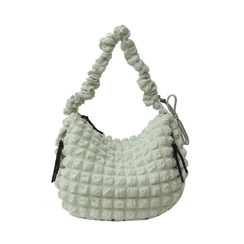 2025 New Seersucker Pleated Niche Knitted Bag Women's Casual One-shoulder Cross-body Large Capacity Cloud