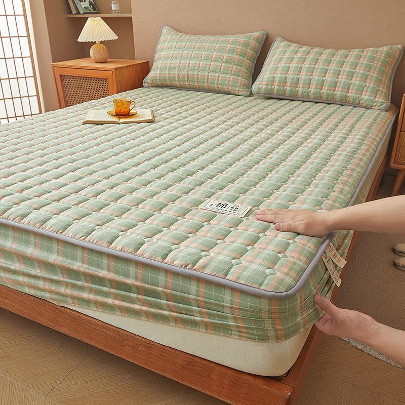 Unprinted Cotton Mattress Three-piece Set of Padded Cotton Thickened All-inclusive Simmons Mattress Protective Cover Non-slip