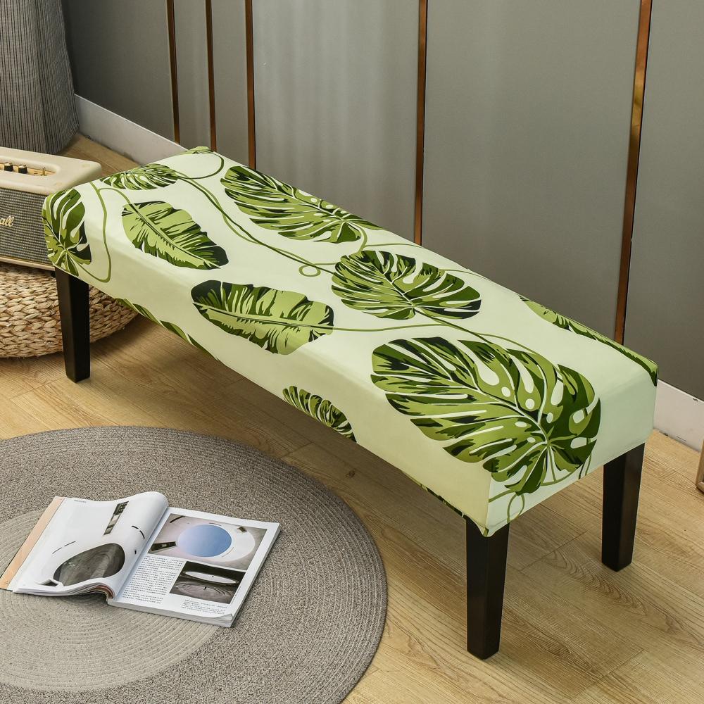 Dining Bench Cover Stretch Upholstered Bench Slipcover Printed Bench Seat Protector Rectangle Bench Covers for Dining Room Bedroom Living Room Kitchen