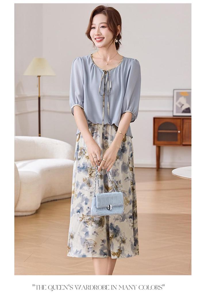 Elegant Floral Chiffon Dress - Summer 2026 Collection for Middle-Aged & Elderly Women