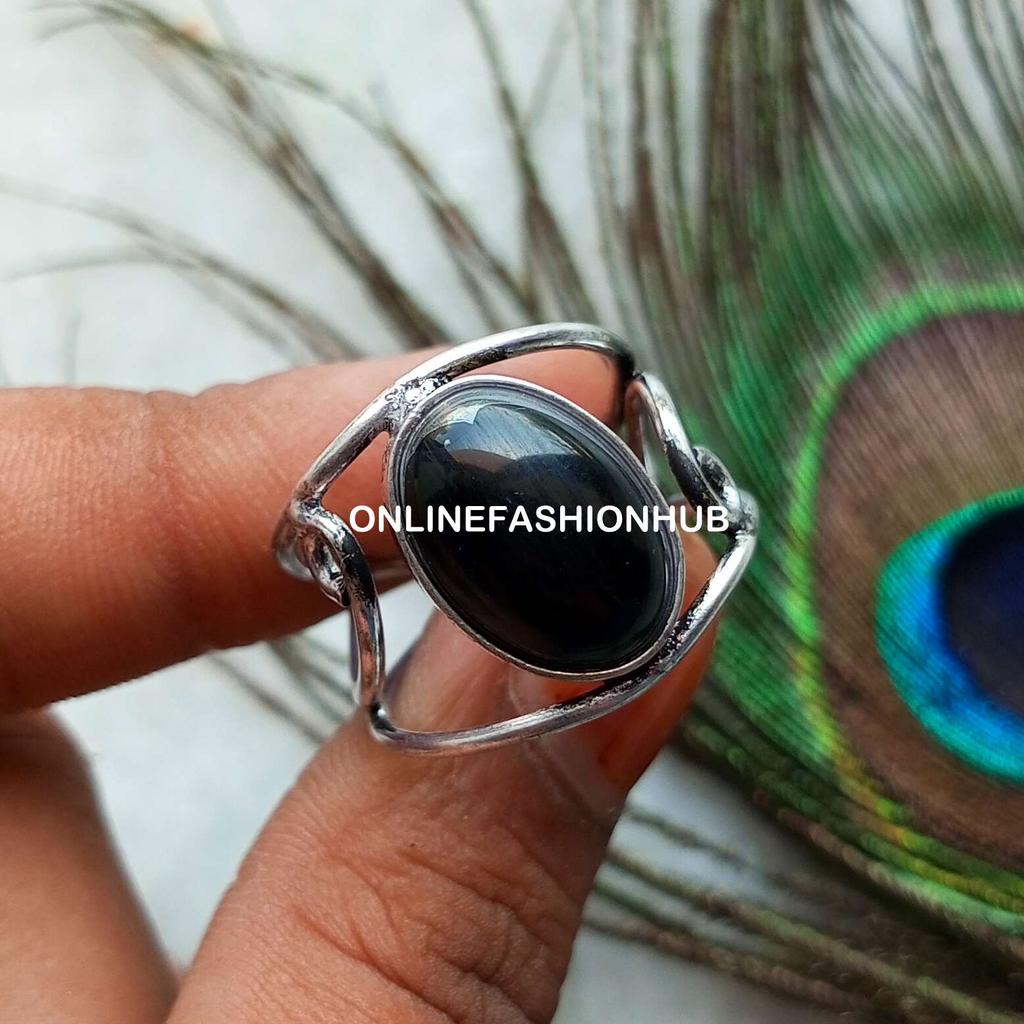 Black Onyx Gemstone 925 Sterling Silver Plated Adjustable Ring Jewelry NST-AR9
