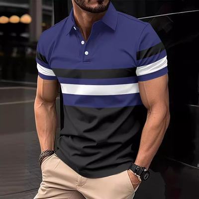 Yaz polo gömlek yatay çizgili yaka erkek spor üstleri