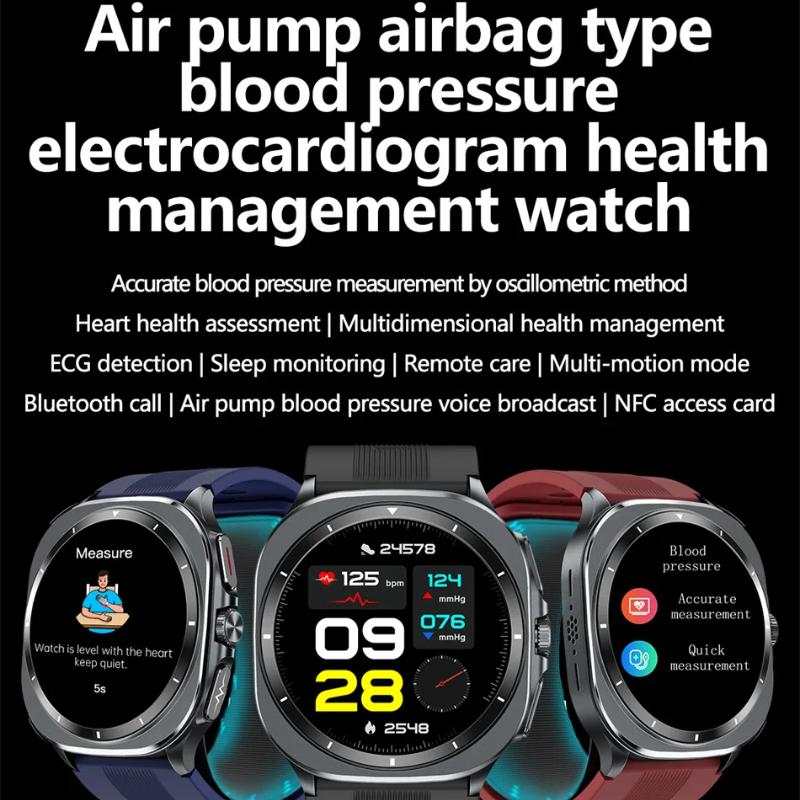 2026 Bomba de Aire Nueva Airbag Medición Precisa Reloj Inteligente Hombre Micro Examen Físico Presión Arterial Deporte SmartWatch