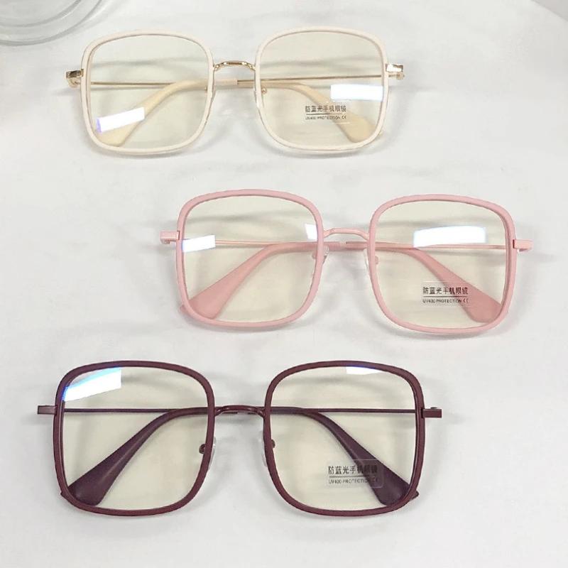 Frauen Große Quadratische Rahmen Brille Ins Mädchen Mode Transparentes Leseglas Hochauflösend Blaulichtfilter Computerbrille