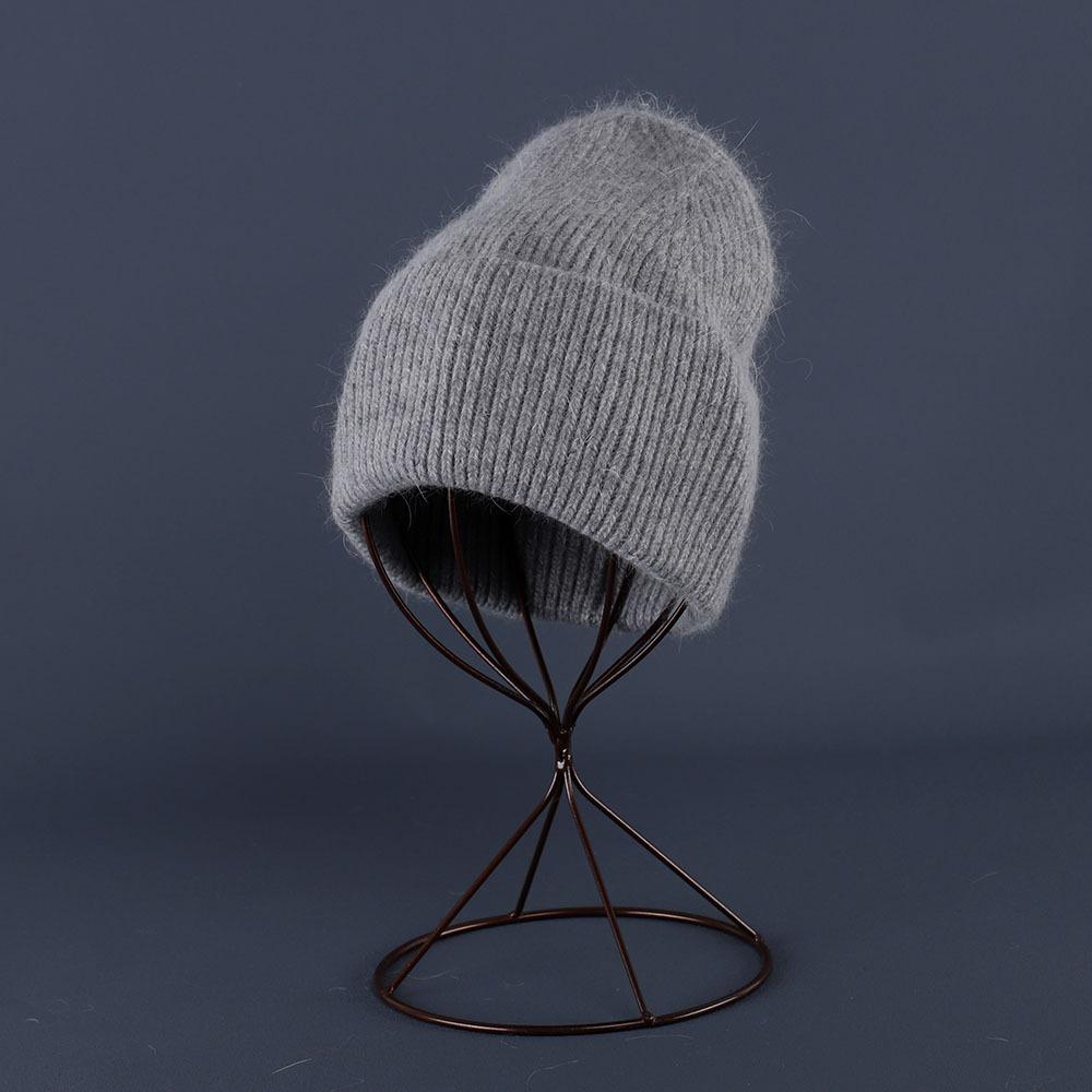 Rabbit Fur Beanies Soft Warm Fluffy Winter Hat for Women Angora Knitted Hat Beanies Female Bonnet warm Woman Knit Cap