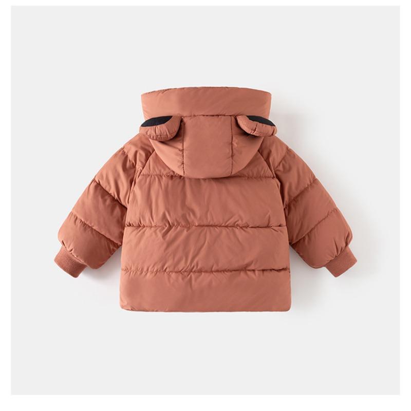 Korean Style Solid Hooded Thickened Winter Padded Coat For Toddler Boys And Girls