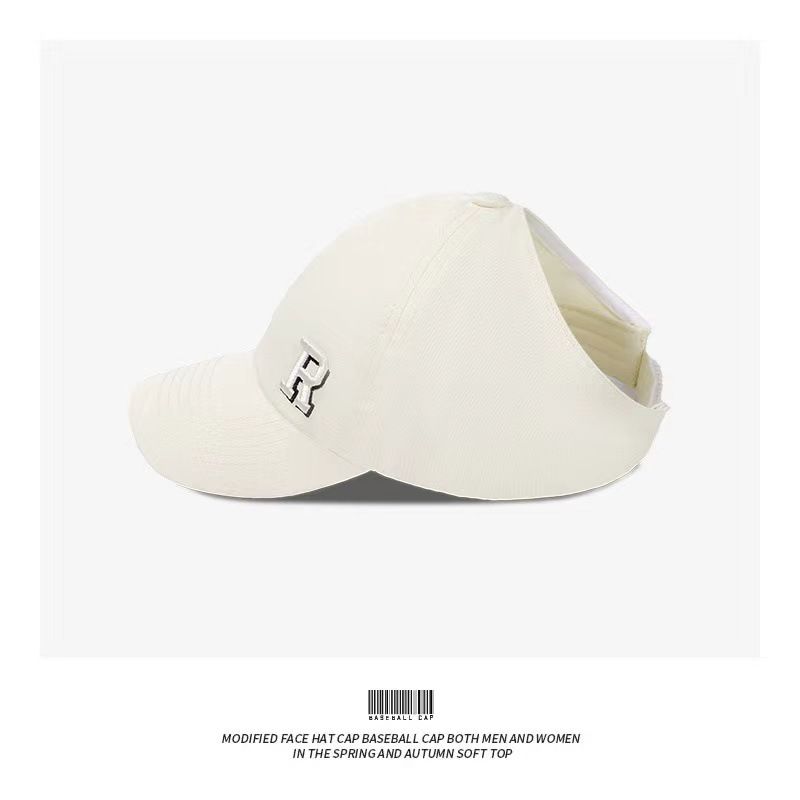 

Baby Spring Hat Summer Girl Air Top Baseball Peaked Cap Can Tie High Ponytail Girl Cover the Sun Sun Protection Hat Empty Top R Letter Cap-Beige All yards