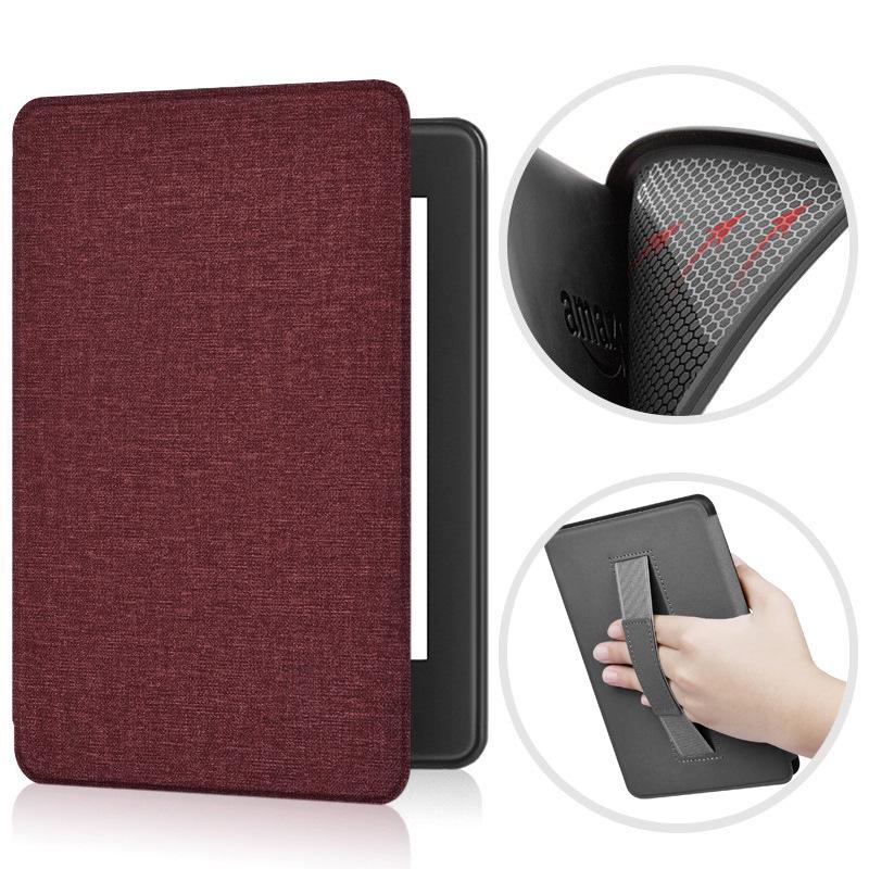 

2024 Тканевый узор 7-дюймовый защитный чехол из ТПУ для Kindle Paperwhite 12-го поколения 7-inch Handheld TPU Fabric Pattern вино красного