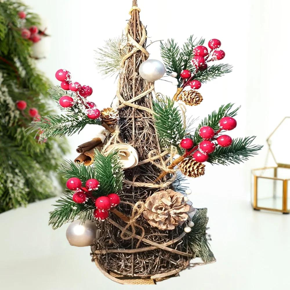 Decorazioni Natalizie 10 Pezzi Pigne di Natale Bacche Rosse Artificiali Faux Pigne per Corone di Fiori Decorazioni Regali di Natale