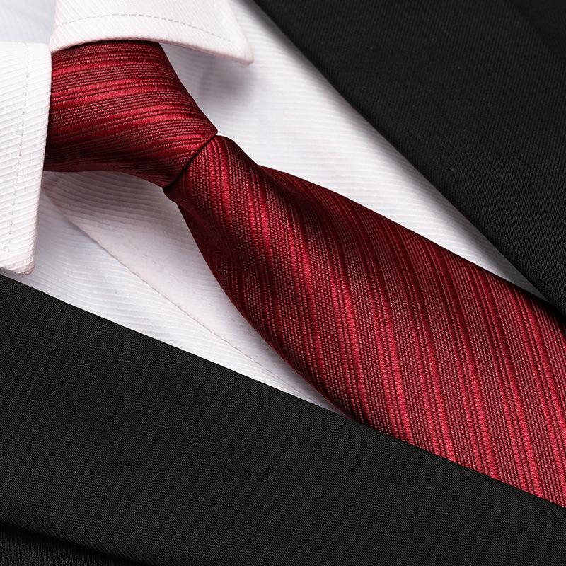 Men'S Formal Wedding Business Tie 8Cm Groom Wedding Banquet Burgundy Tie Hand Zipper Men And Women