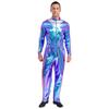Combinaison de fête scintillante pour homme M-3XL: Body Brillant avec Bloc de Couleurs & Taille Élastique, Manches Longues Mode pour Club & Événements