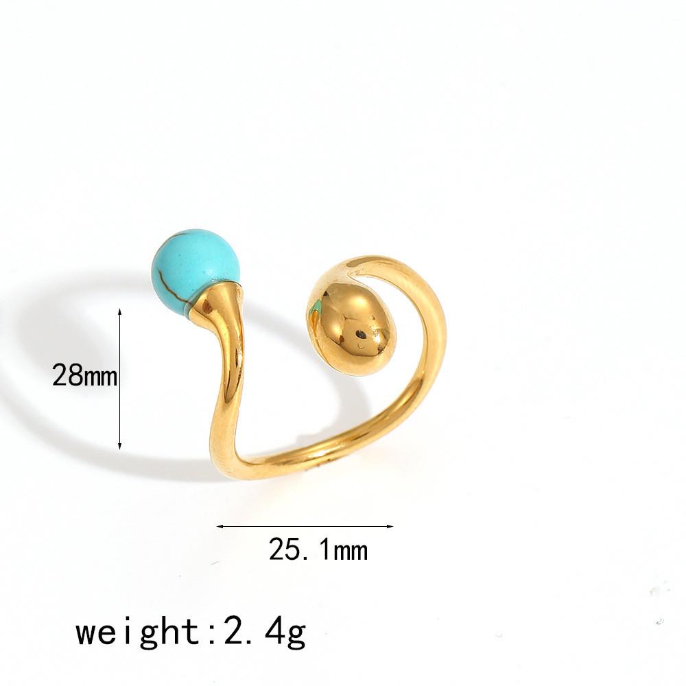 Anello da dito aperto geometrico di lusso leggero con pietra occhio di tigre e acciaio inossidabile per gioielli di moda da donna
