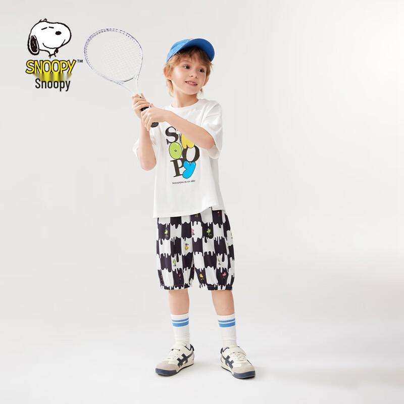 SNOOPY Kids Plaid Short Sleeve T-Shirt & Shorts Set