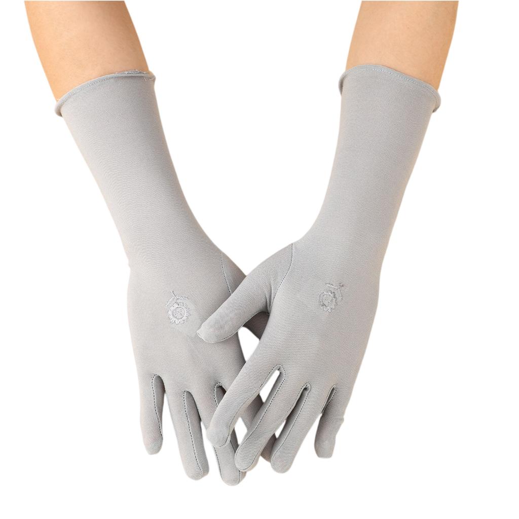 Sun Protection Long Thin Ladies Gloves Embroidered Breathable Summer Fashionable Business Elegant Stylish Polyester Gloves