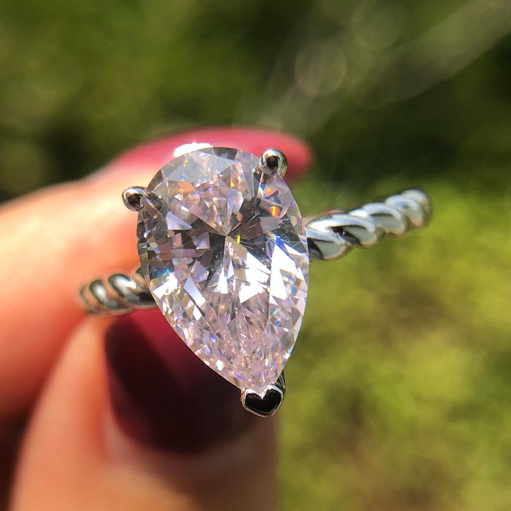 Tancise Classic 925 Sterling Silver  Zircon Ring Ladies Jewelry Wedding Promise   Party Gift