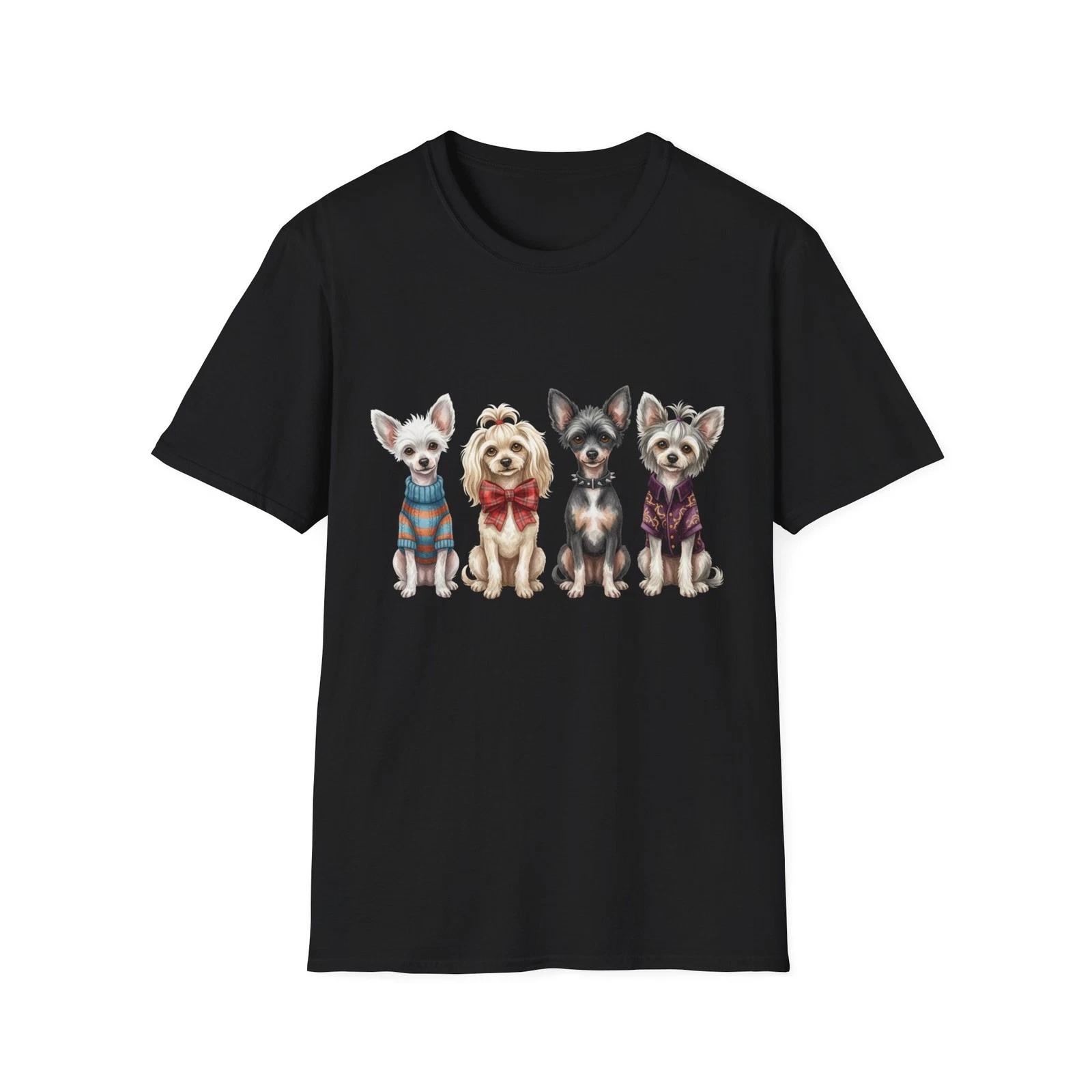 Cute Dogs Fashion Vintage Black Tee Dog Lover Graphic T-Shirt 4XL