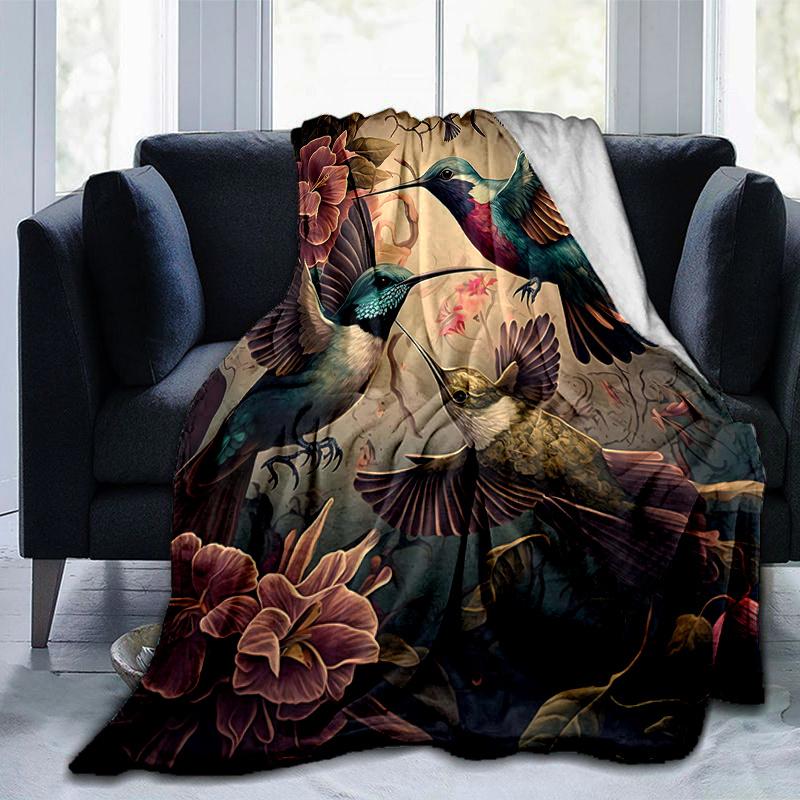 1pc Whirling Hummingbirds Blanket, Soft Throw Blanket for Room Decor, Perfect Gift for and and Fans .K101