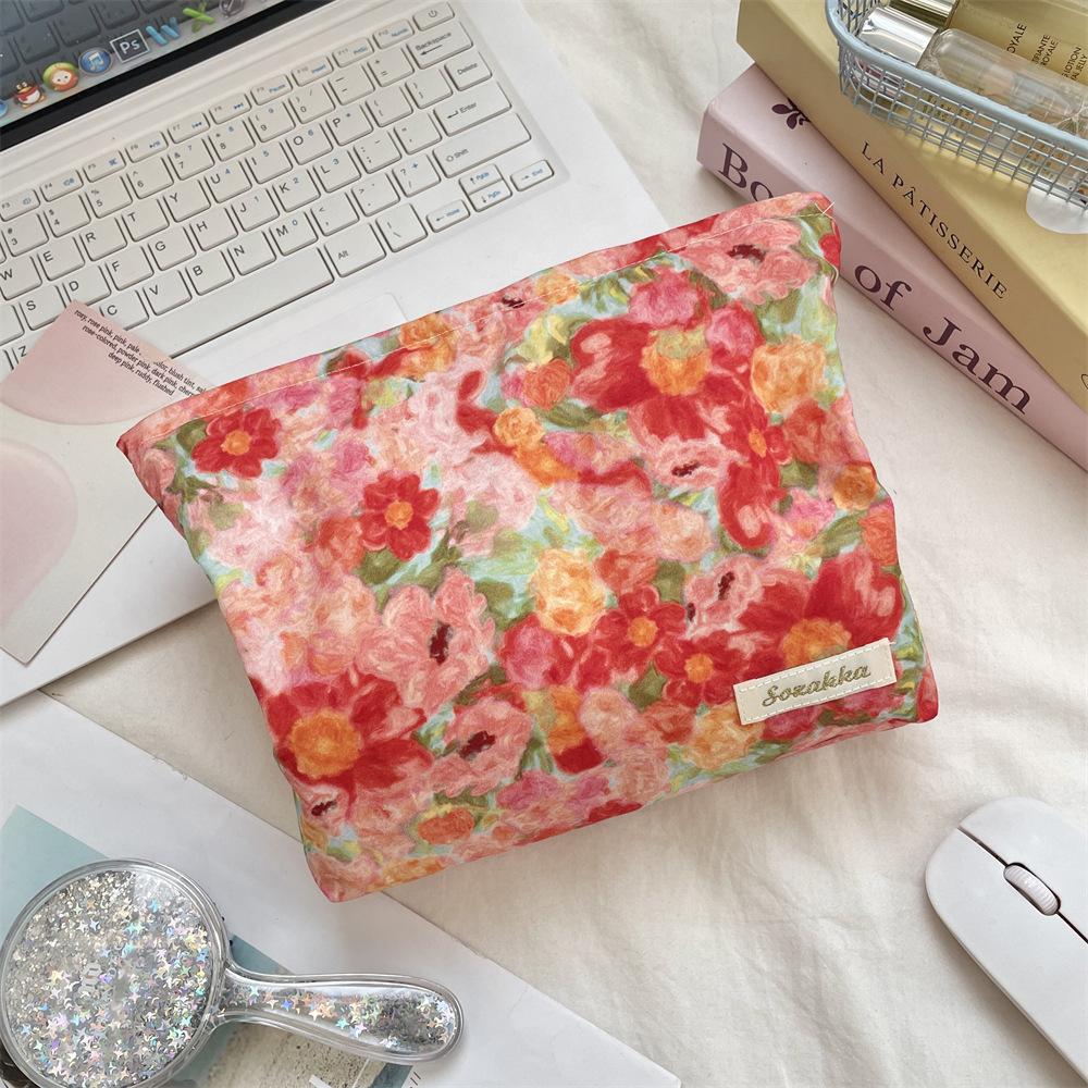 Floral Makeup Bags Women Cosmetic Bag Artistic Print Clutch Bag Travel Organizer Wash Bag Portable Makeup Pouch Key Phone Pouch