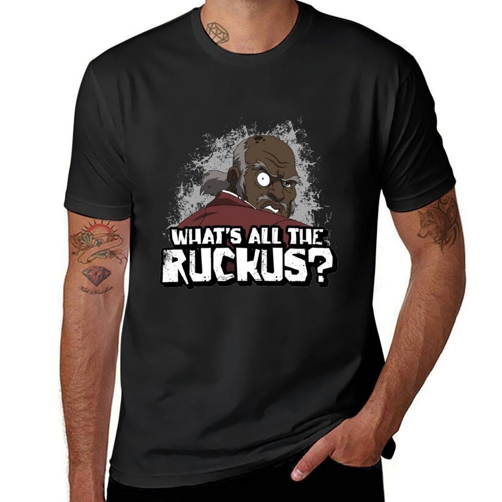 Whats all the Ruckus quote The Freeman from The boondocks sitcom Tshirt Blouse plus size tops Mens cotton tshirt
