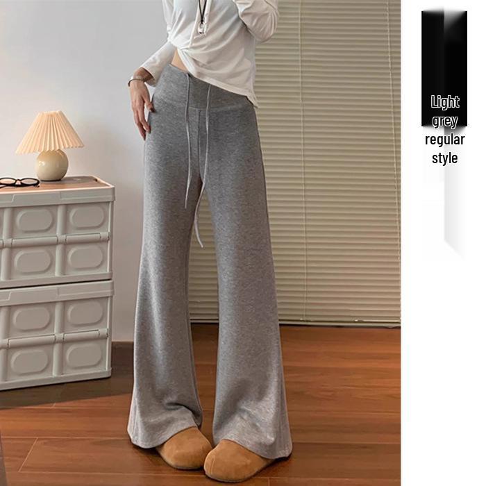 2026 Spring Maternity Flared Pants: Stretch, Drawstring Adjustable, Slimming Wide-Leg Design without Support Band. L