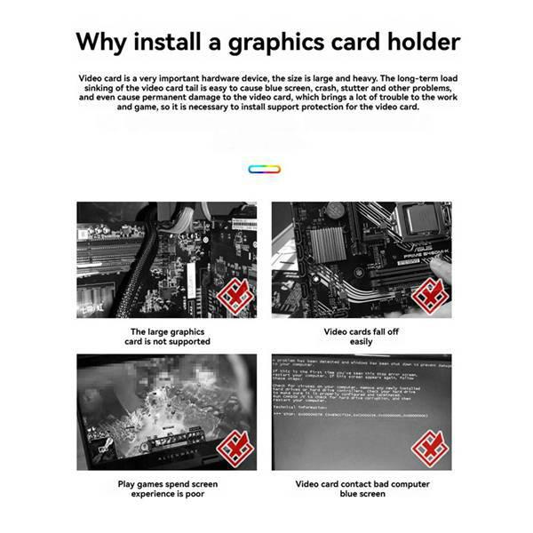 Medium Black Aluminum Alloy Graphics Card Bracket Support, 1 pc