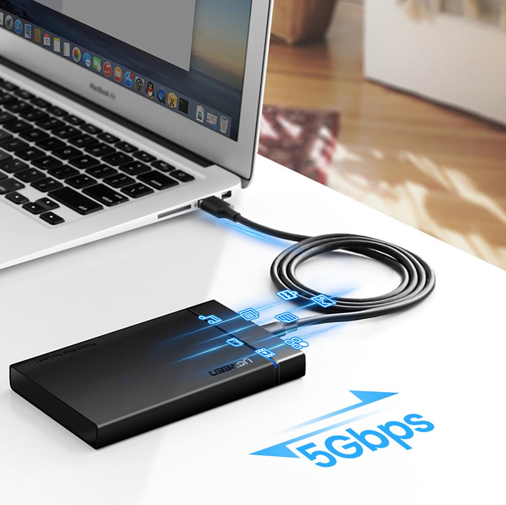 Cable USB-A 3.0 - USB-C 3A 1.5m - black