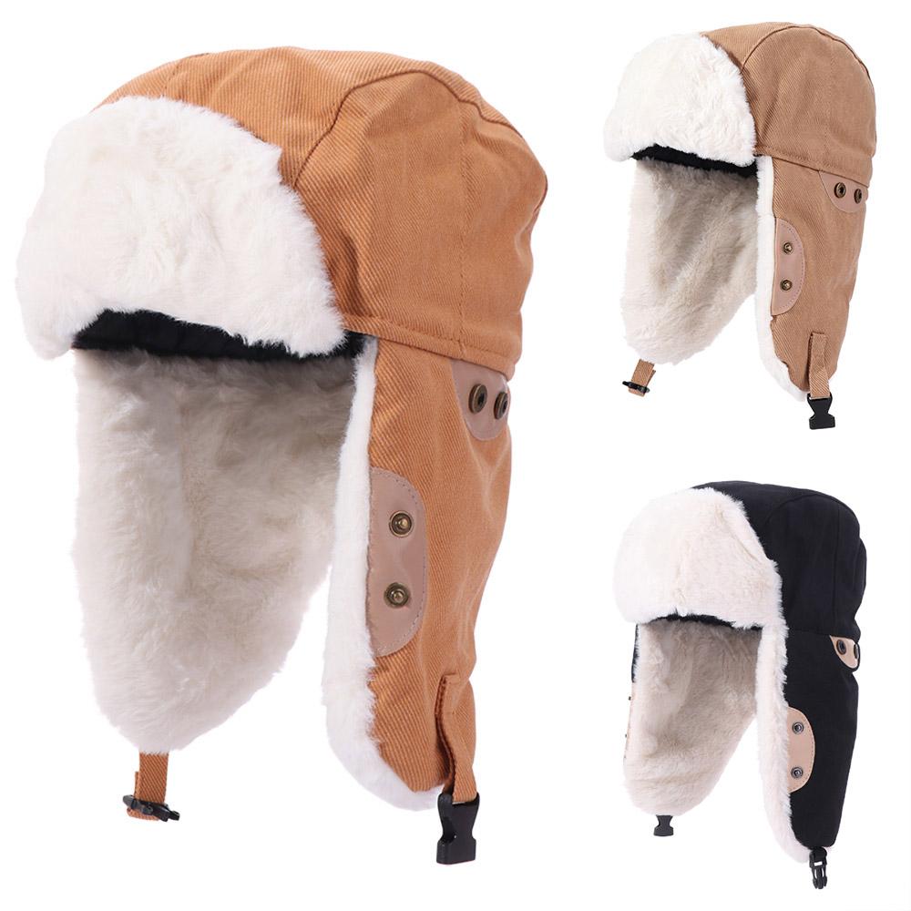 Gorro cortavientos protector para orejas, sombrero de felpa grueso para mujer, bonito sombrero de piloto de invierno, otoño