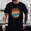Unisex T-Shirt mit Rundhalsausschnitt Hergestellt 1986 Kassettenband Grafik-T-Shirt Retro Vintage Geburtstag Lässiges Kurzarm-Oberteil Für Musikgeschenk Tragen