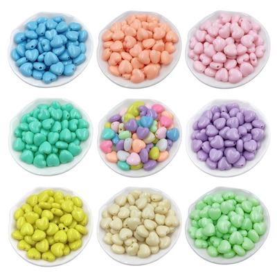 DIY Fashion Bracelet Necklace Macaron Color Love Shaped Beads Small Handmade Materials Jewelry Accessories Creamy 50pcs Accessories