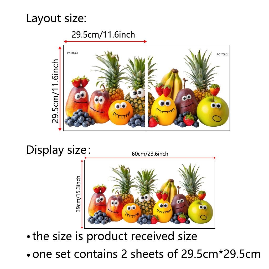 Fruit Wall Stickers, Removable Waterproof Moisture-Proof Anti-Static Self-Adhesive Decals for Home Kitchen Bedroom Decoration