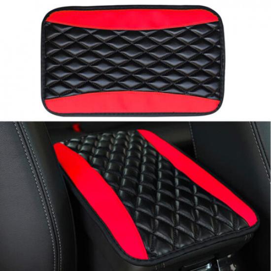 Car Armrest Pad Cover Center Console Box PU Leather Cushion Mat Accessories Red