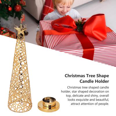 Christmas Tree Shaped Candle Holder Metal Scented Candle Stand Tealight Holder Home Tabletop Decoration for Holiday Party