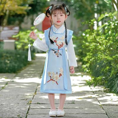 Hanfu fetiță rochie de vară din stofă în stil chinezesc Costum Tang antic rochie costum super-zână fetiță sirenă fustă prințesă lenjerie de corp