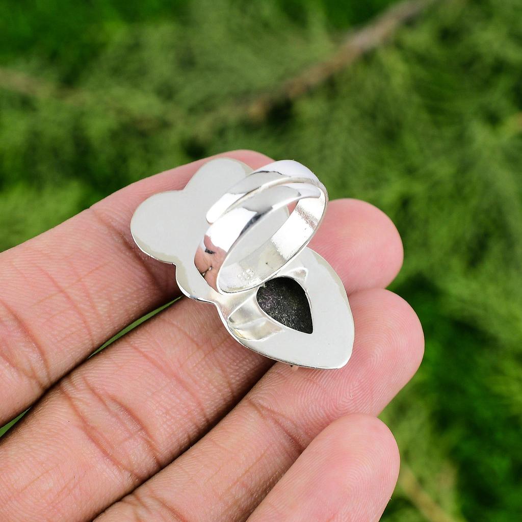 925 Silver Pear Star Ruby Gemstone Trendy Flower Stackable Handmade Ring Jewelry