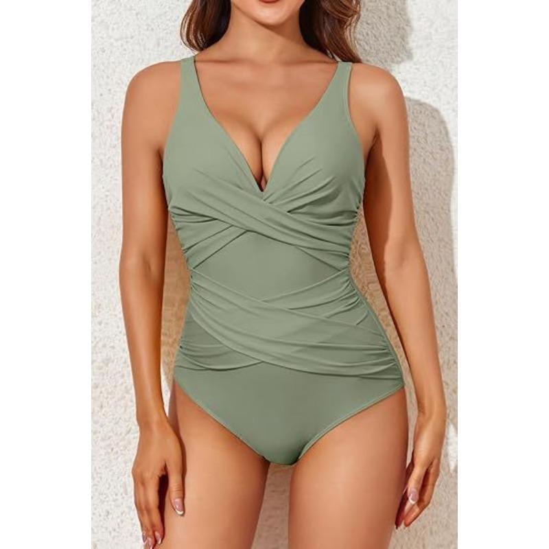 European and American New One-piece Swimsuit Women's High Waist Tight Cross Sexy Backless Swimsuit