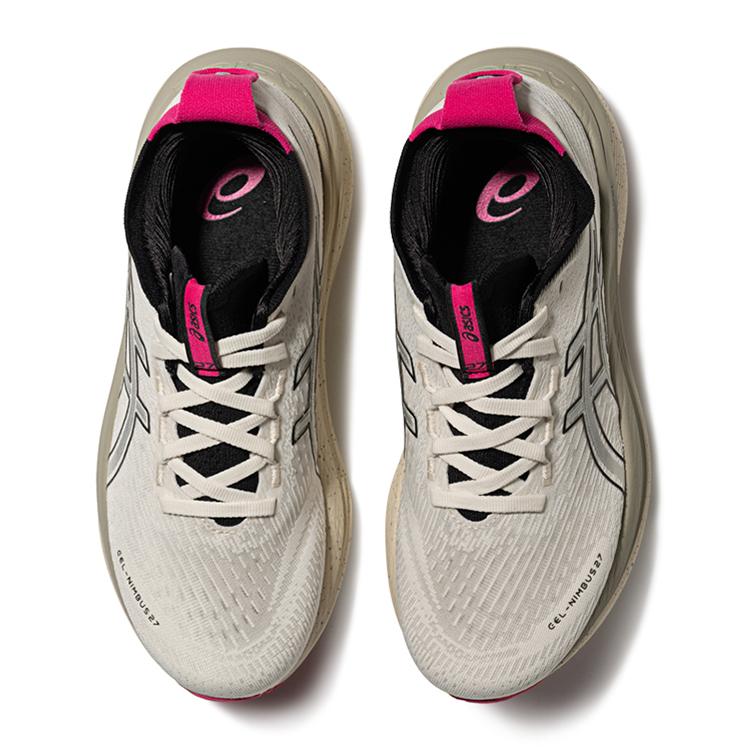 New Asics GEL NIMBUS 27 Rebound Low Top Sports Running Shoes Women's White Silver Gray 1012B872-100