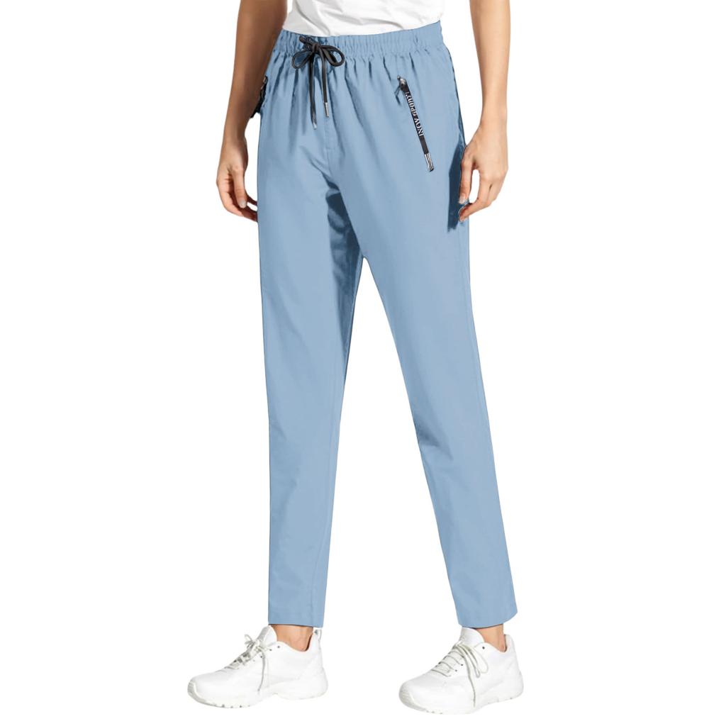 Modische Damen Farbige Elastische Taille Lässige Hosen Mit Taschen Und Sporthosen