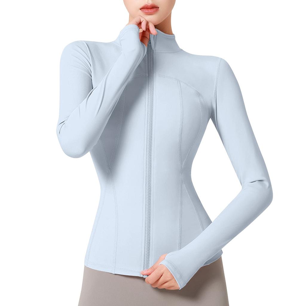 Women's Slim Fit Full Zip Athletic Running Sports Workout Jacket With Pockets