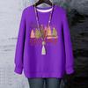 Ladies' Christmas Printed Round Neck Long Sleeved T-shirt Sweatshirt Top
