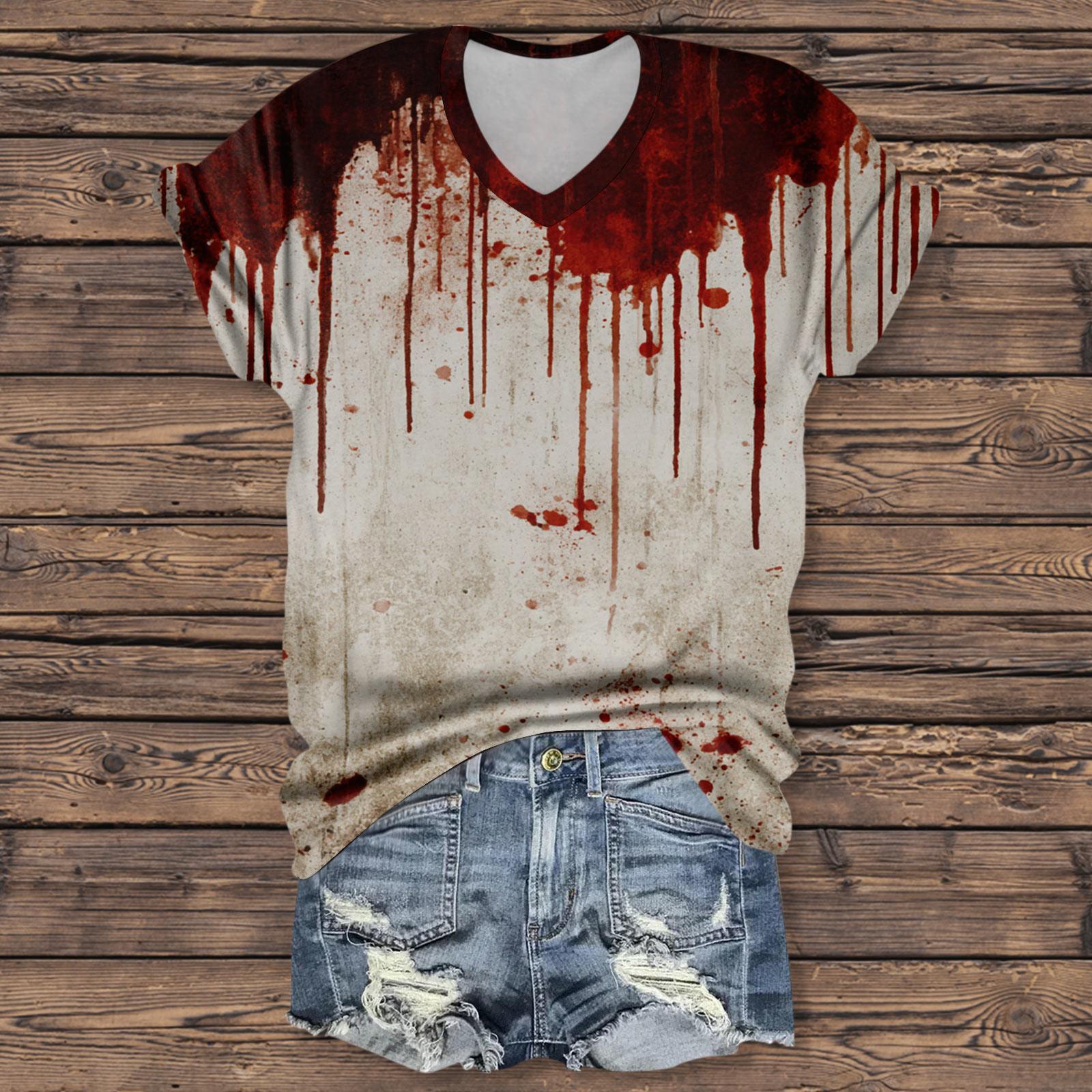 

Женская мода повседневная рубашка с рукавом три четверти и принтом букв на Хэллоуин M