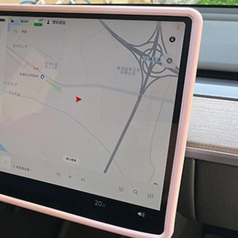 Car Interior Screen Edge Protective Silicone Frame Skin Cover For Model 3 Model Y Center Console Bumper Guard Decoration