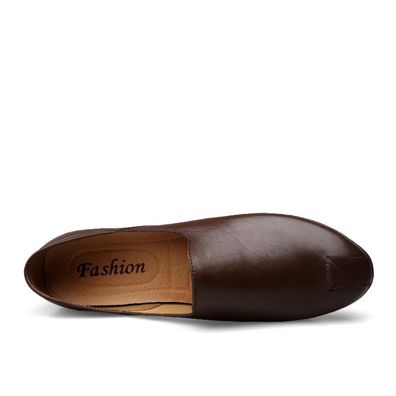 Men's Plus Size Cowhide Loafers - Autumn Slip-on Casual Driving Shoes